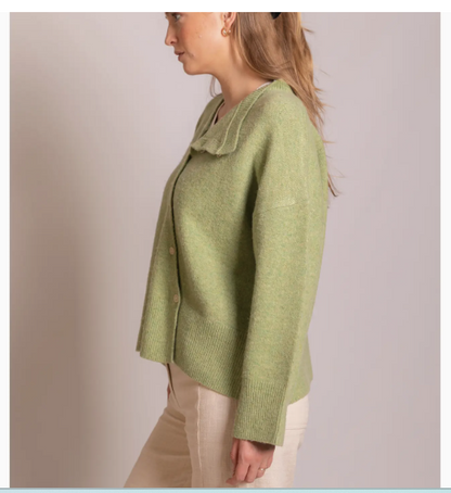 Pistachio Knit Asymmetrical Front Close Cardigan
