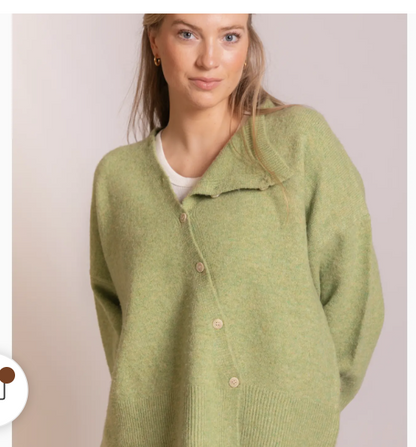 Pistachio Knit Asymmetrical Front Close Cardigan