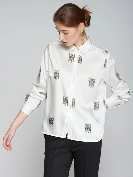 ISABELLA TIGER PRINT CRUSH BLOUSE