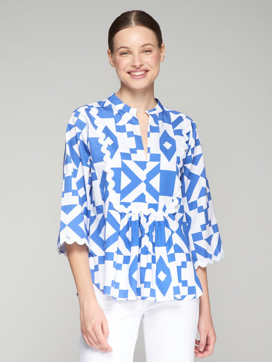 MAXI GEO AZULON BLOUSE