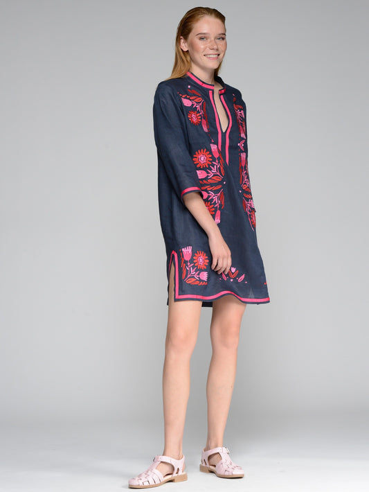 LINO AZUL MARINO DRESS