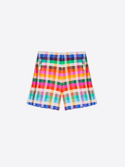 VICHY MULTI LINEN SHORTS