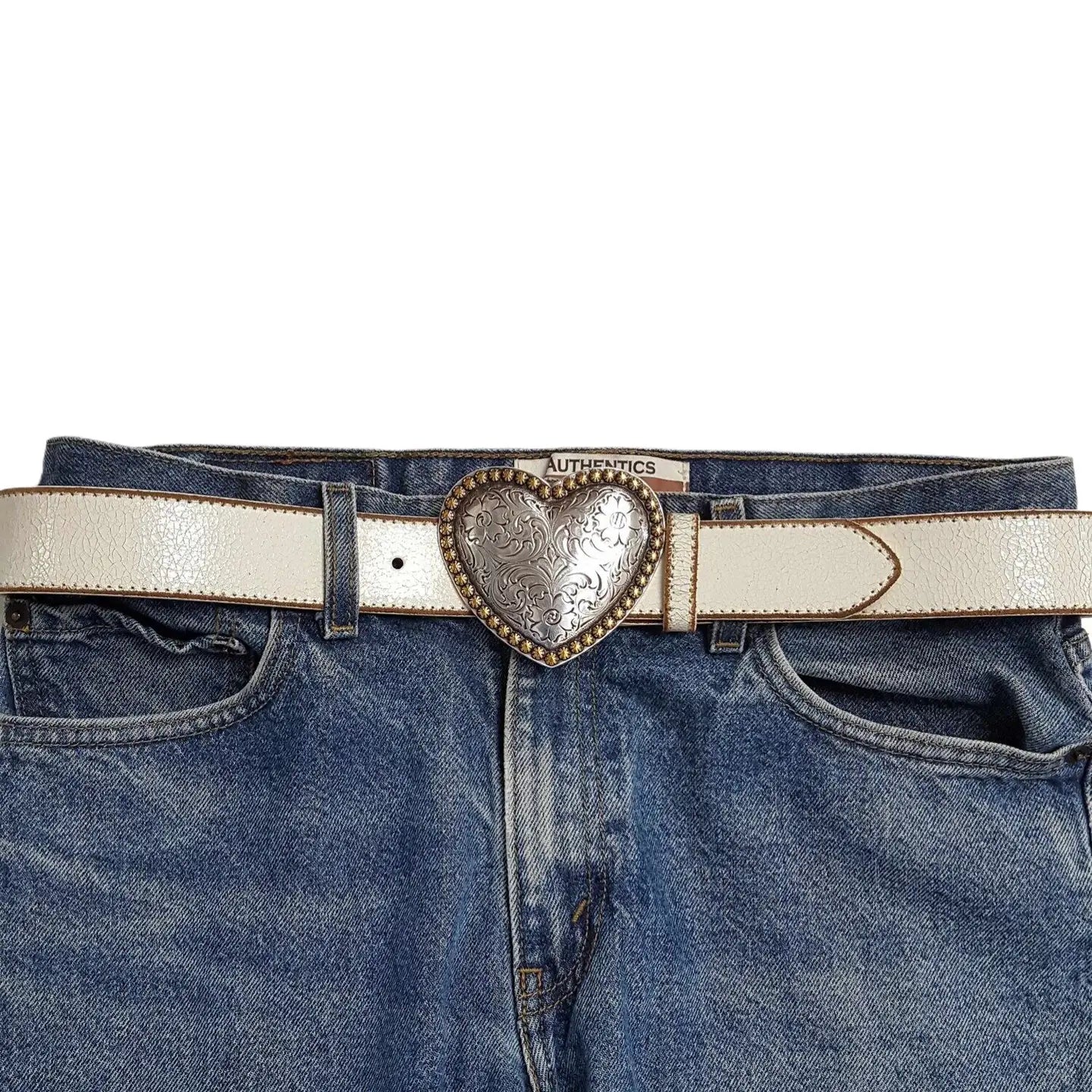 Western LEATHER Heart Buckle