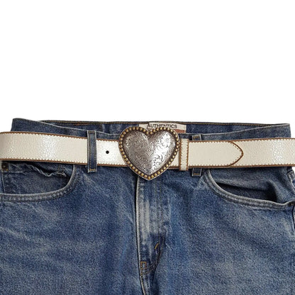 Western LEATHER Heart Buckle