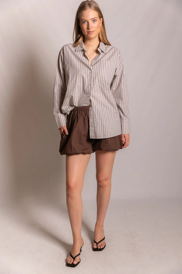 STRIPED LONG SLEEVE BUTTON DOWN TOP
