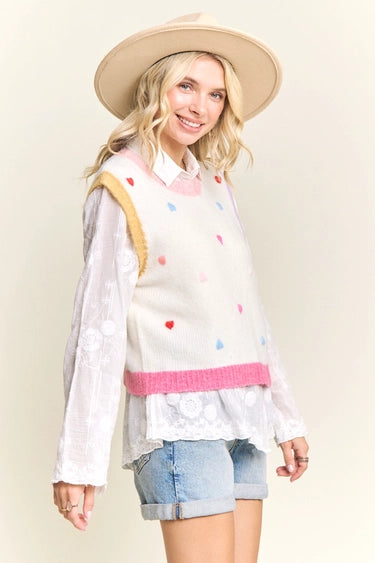 Knit Sweater Vest Multicolor Heart
