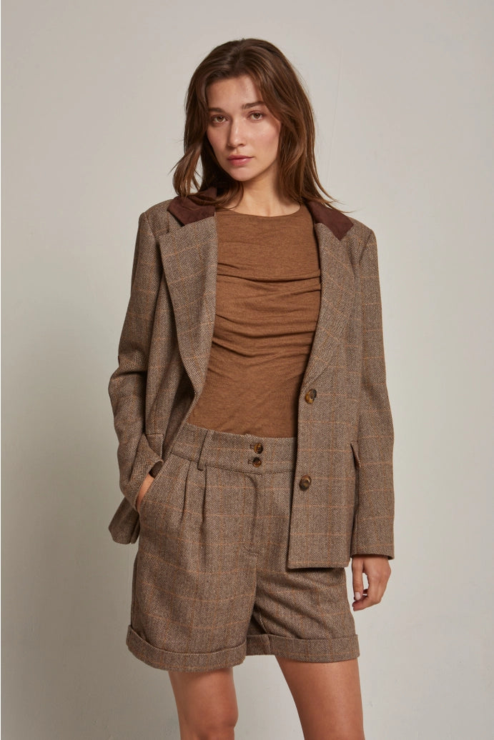 CJ9574 piper herringbone blazer BROWN