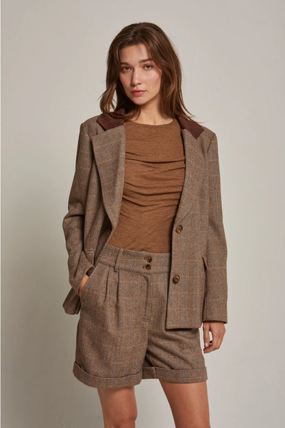 CJ9574 piper herringbone blazer BROWN