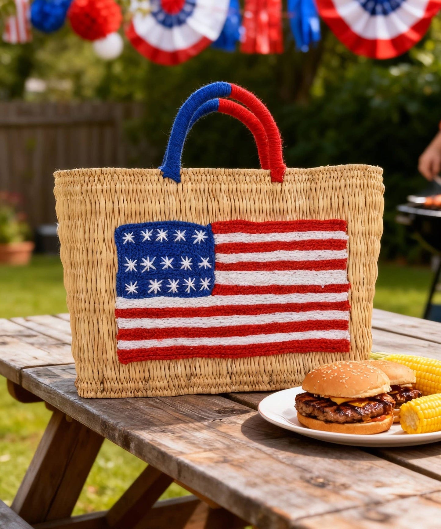Handmade American Flag Tote – 4th of July Celebration