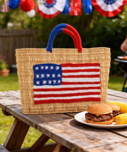 Handmade American Flag Tote – 4th of July Celebration