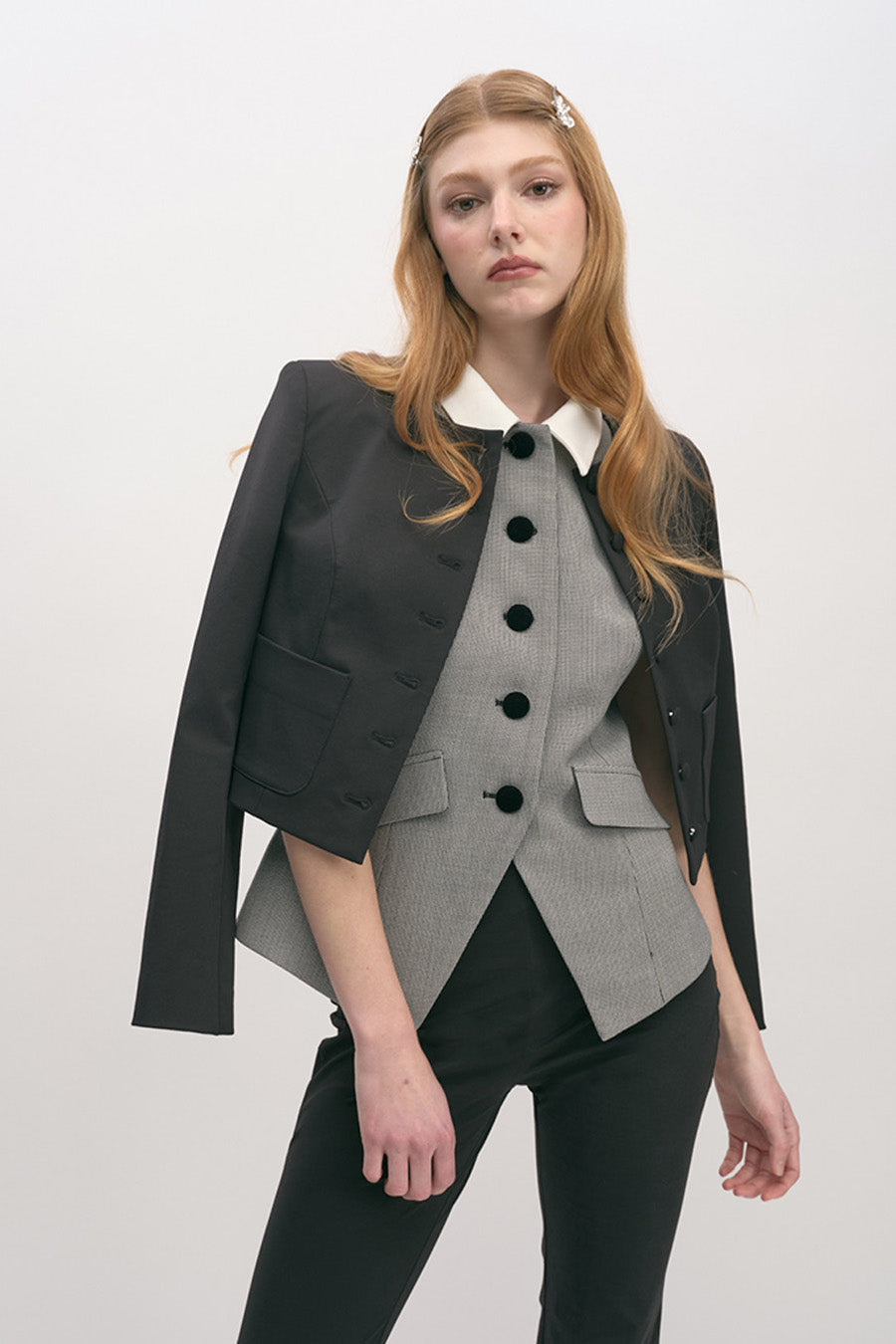 Mini Houndstooth Halter Button Down Vest