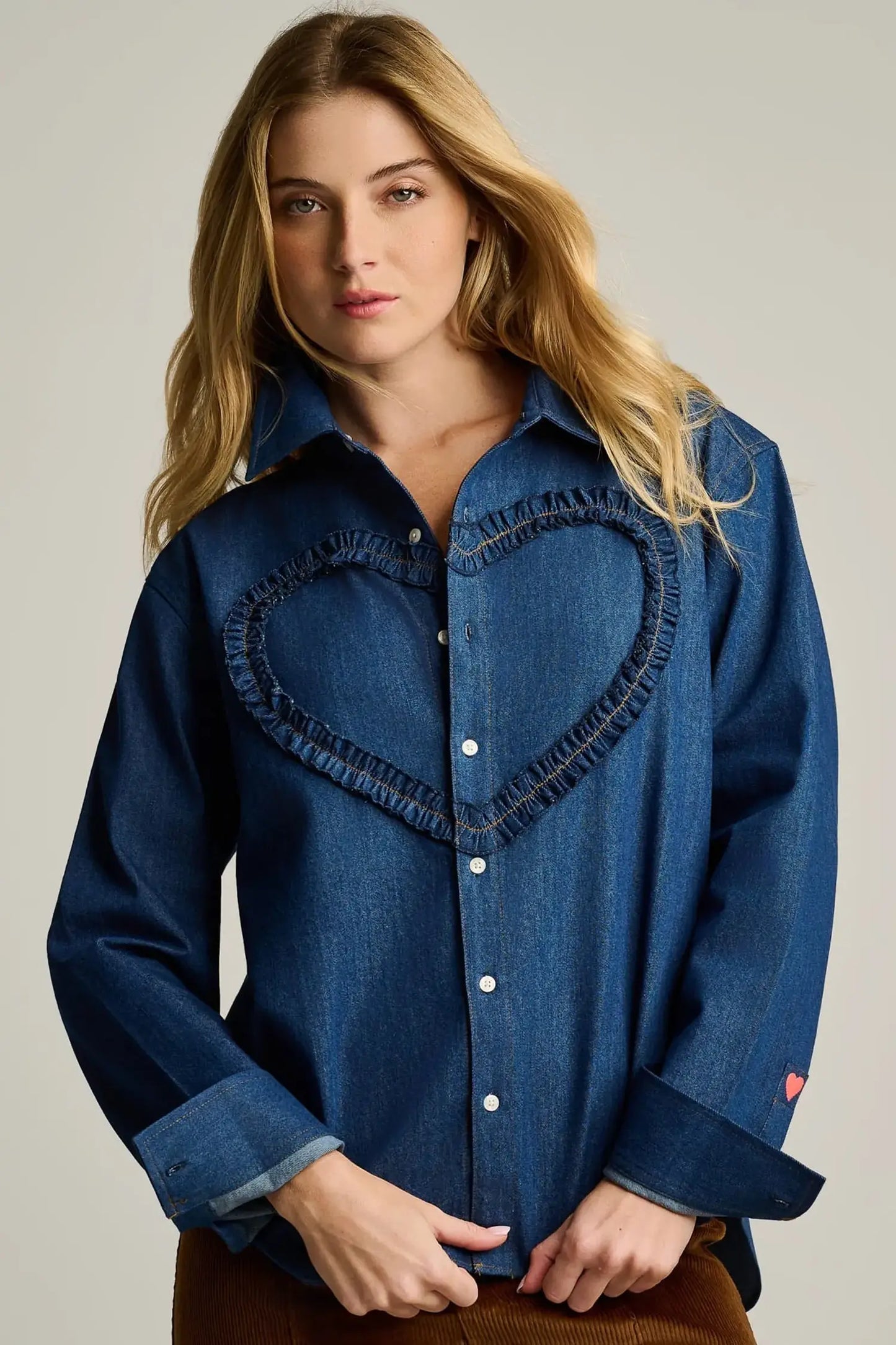 Ruffled up top- Denim