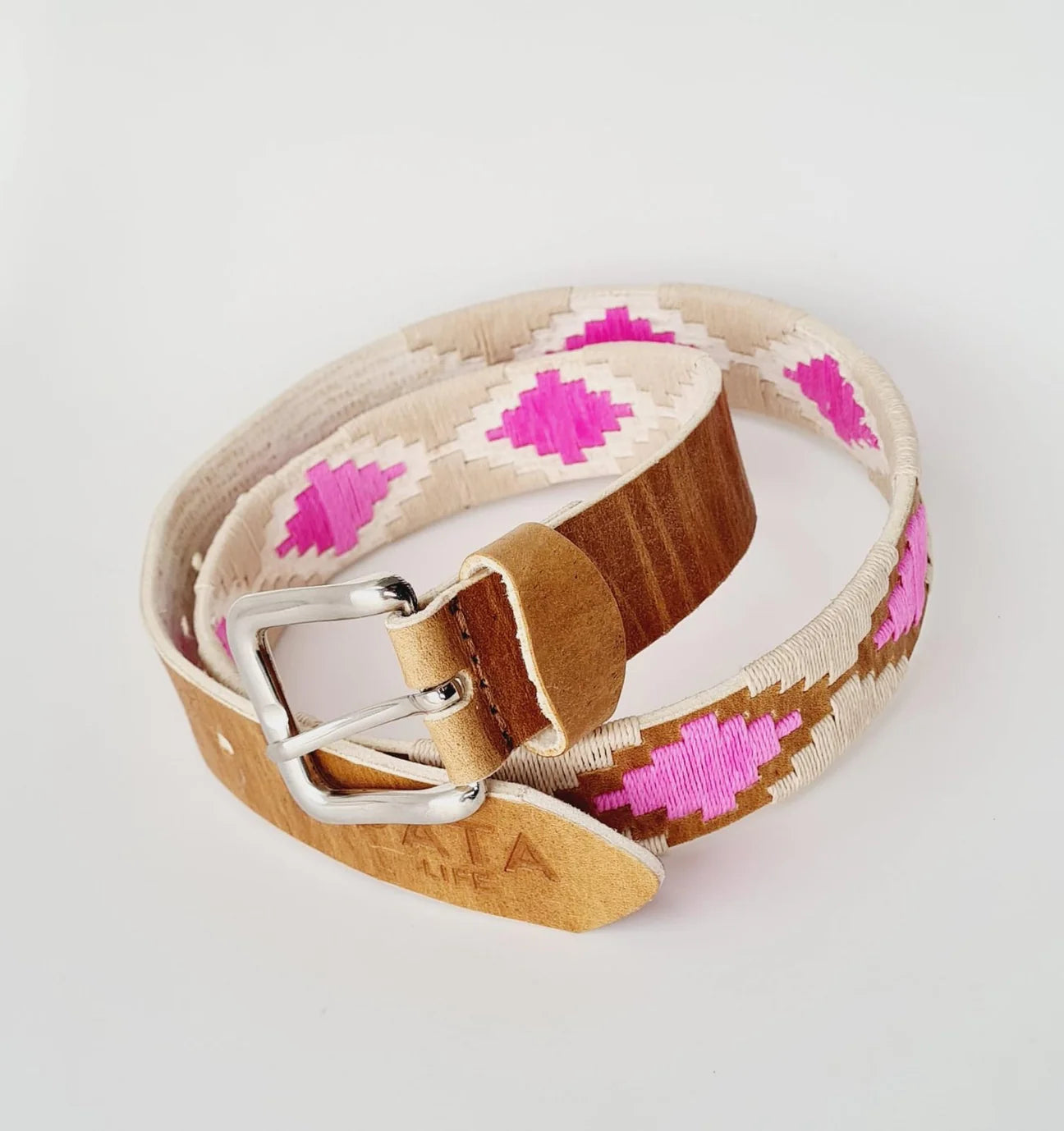 RAWHIDE PINK & BEIGE BELT