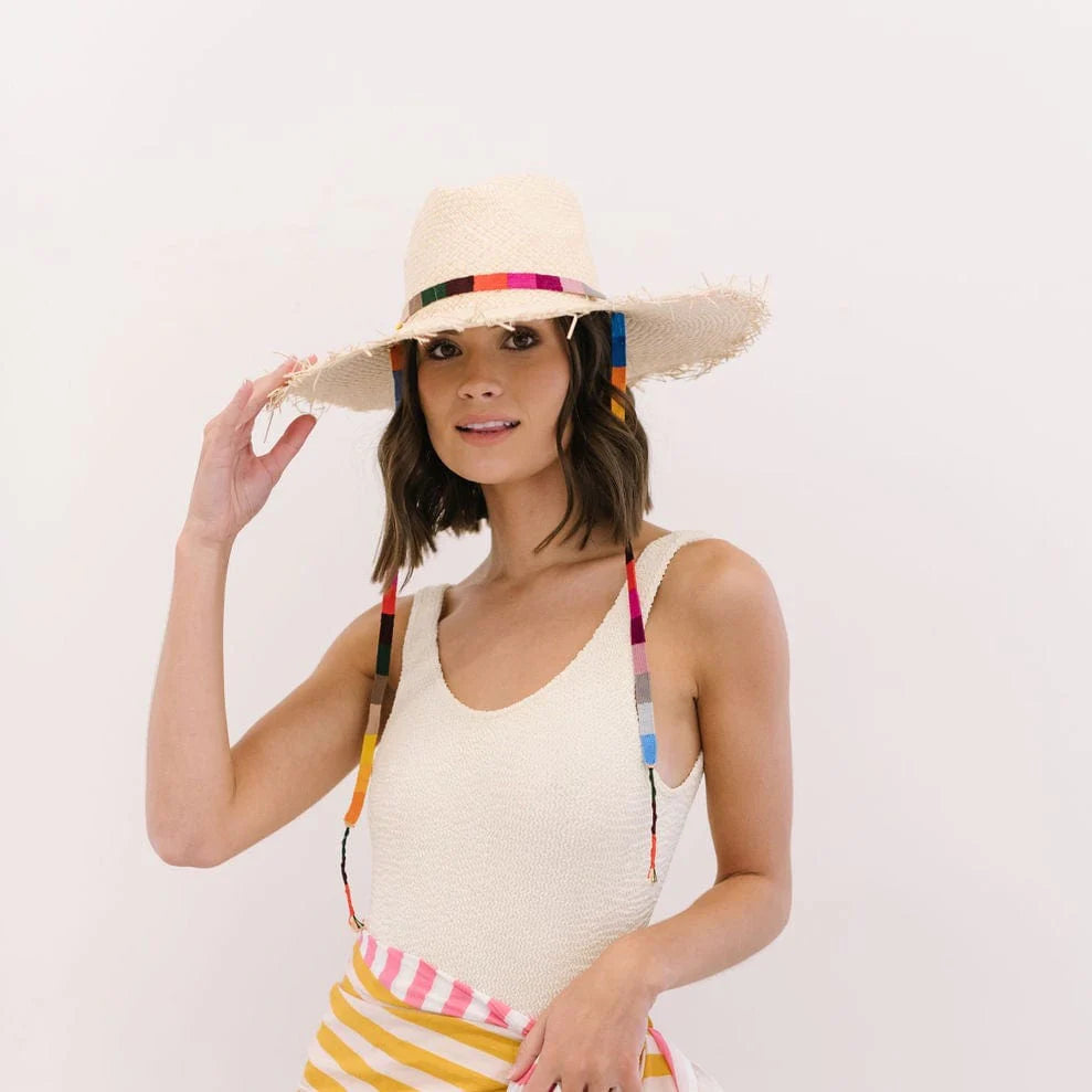 ROSITA WIDE BRIM PALM FRINGE