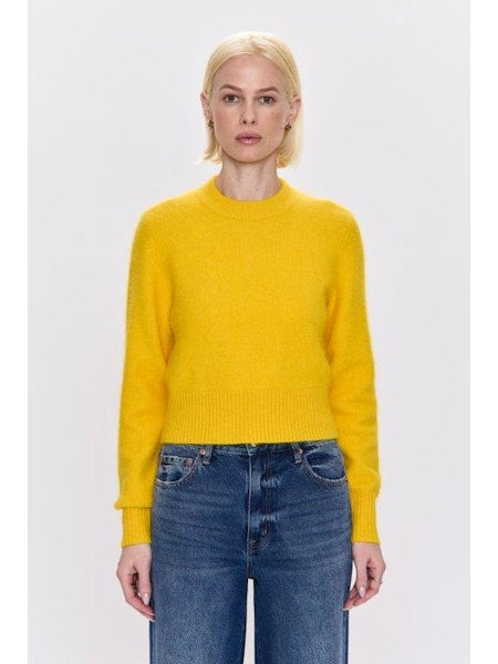 SARA SHRUNKEN CREWNECK SWEATER/ CITRON