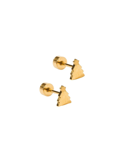 screwback stud earrings - Micro Christmas Tree