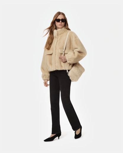 Iris Shaved Mink Bomber