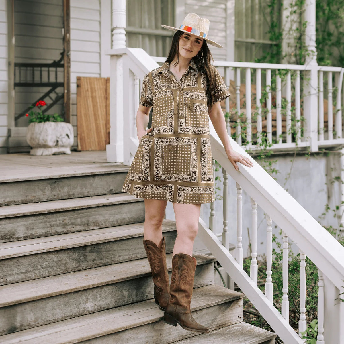 Olive Bandana Gateway Mini Dress