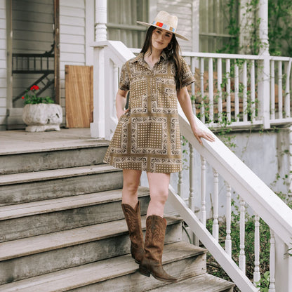 Olive Bandana Gateway Mini Dress