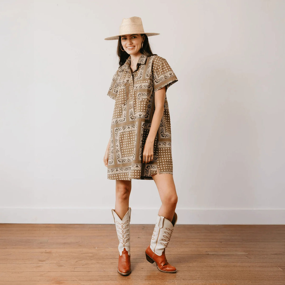 Olive Bandana Gateway Mini Dress