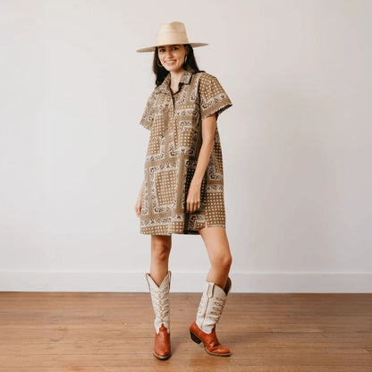 Olive Bandana Gateway Mini Dress