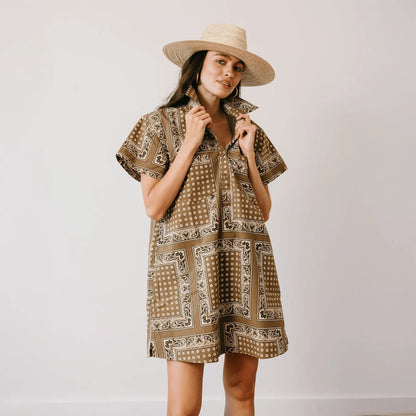 Olive Bandana Gateway Mini Dress
