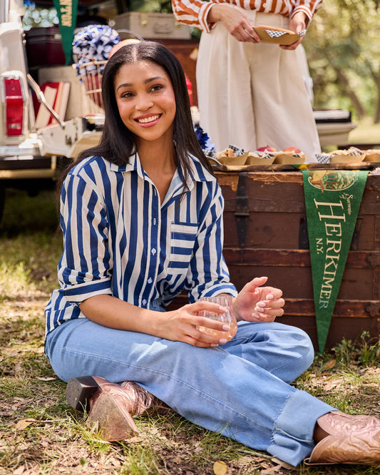 THE CAROLINE STRIPED BUTTON DOWN