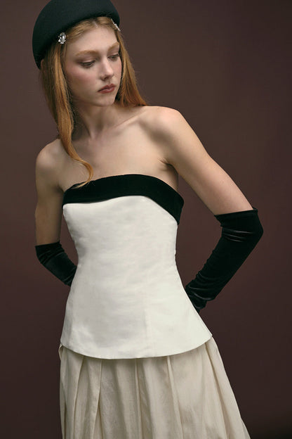 MC241T - STRUCTURED TUBE TOP W/ VELVET BOW