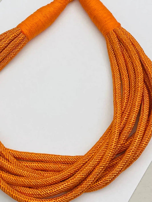 "original" slub 8-strand Necklace (orange)
