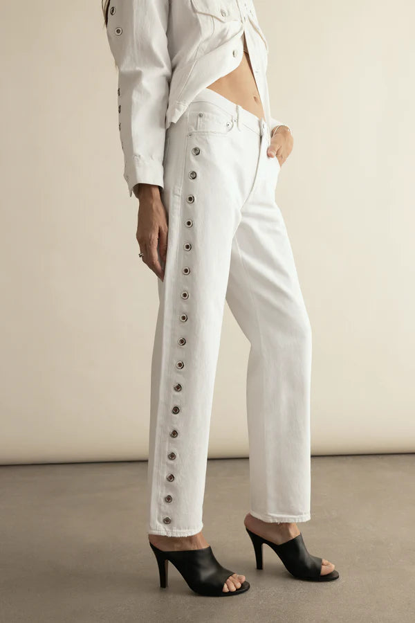 LEXI MID RISE BOWED STRAIGHT - WHITE