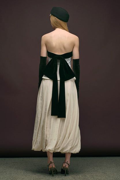 MC241T - STRUCTURED TUBE TOP W/ VELVET BOW